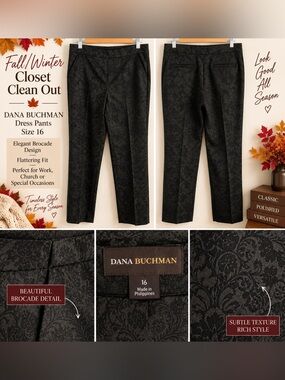 Dana Buchman Black Brocade Dress Pants
